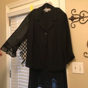 Black two piece skirt and jacket set